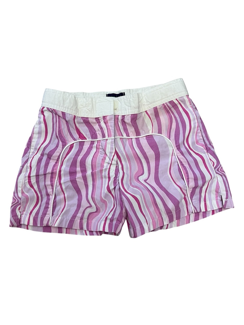 Mini Boden Kids 100% Cotton Purple & Pink Wavy Print Shorts Summer Size 7-8Y